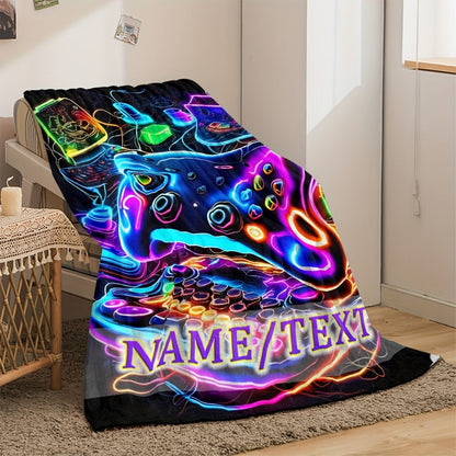 Customizable Gaming Controller Flannel Blanket, Contemporary Style