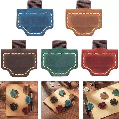 Personalized Leather Magnetic Bookmark with Pen Clip