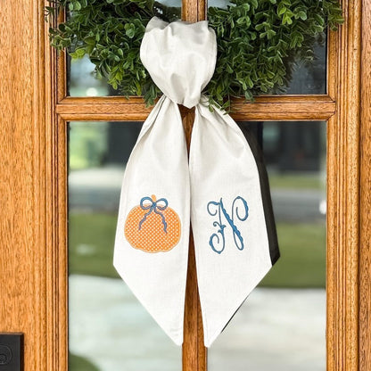 Preppy Fall Monogram Wreath Sash for Front Door