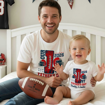 Our 1st Father’s Day Together - Personalized Sport Balls Baby Bodysuit T-shirt