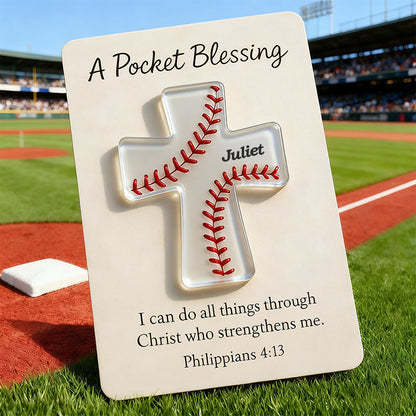 Baseball Cross Blessing Card,Pocket Blessing Sport Cross