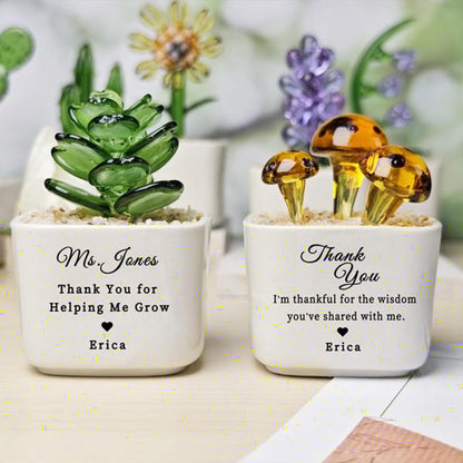 Stained Glass Succulent Cactus, Custom Potted Plant Figurine, Teacher Appreciation Gift