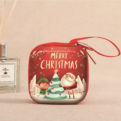 Personalization name Festive Red PVC Christmas Coin Purse