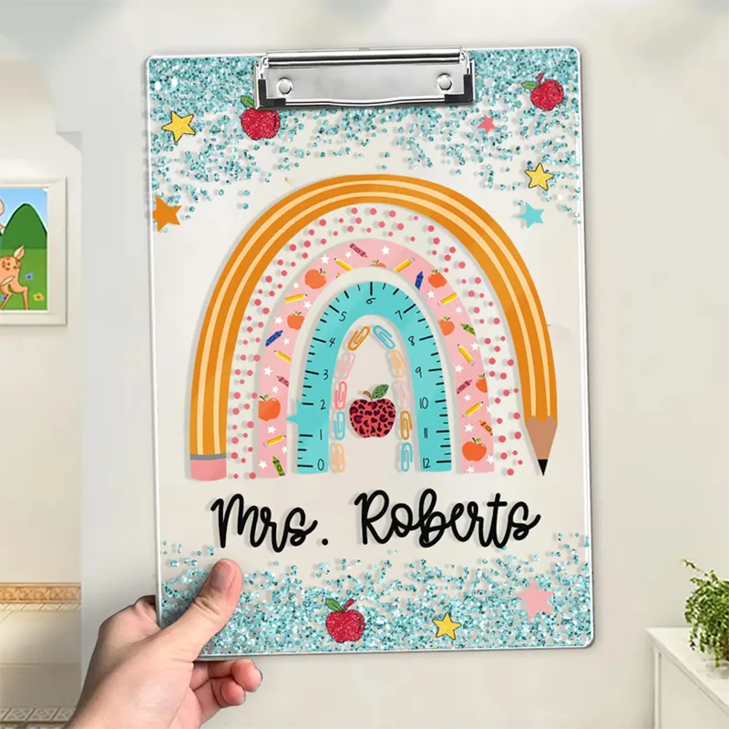 Personalized Teacher Appreciation Gifts, Custom Rainbow Teacher Clipboard