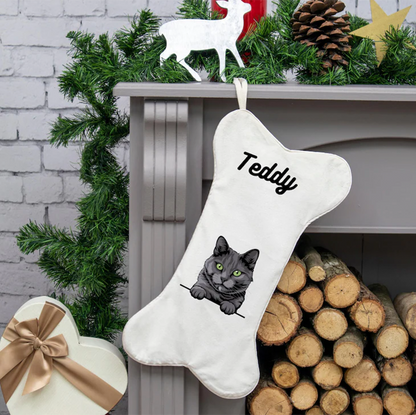 Personalized Cat Pet Velvet Christmas Stocking