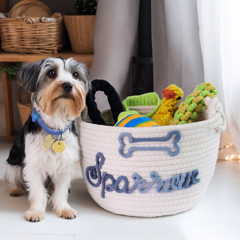 Personalized Cat toy basket Custom kitten treat bin