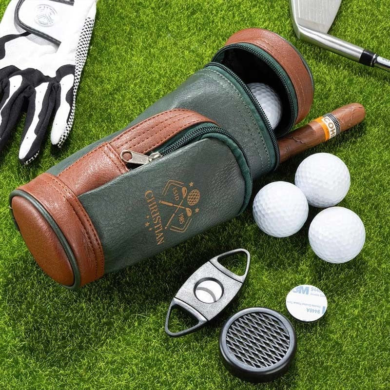 Personalized Leather Engraved Monogram Cigar Bag Gift