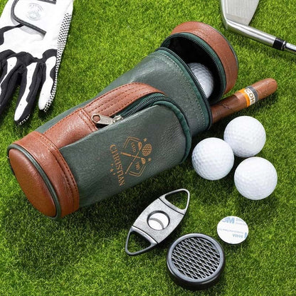 Personalized Leather Engraved Monogram Cigar Bag Gift