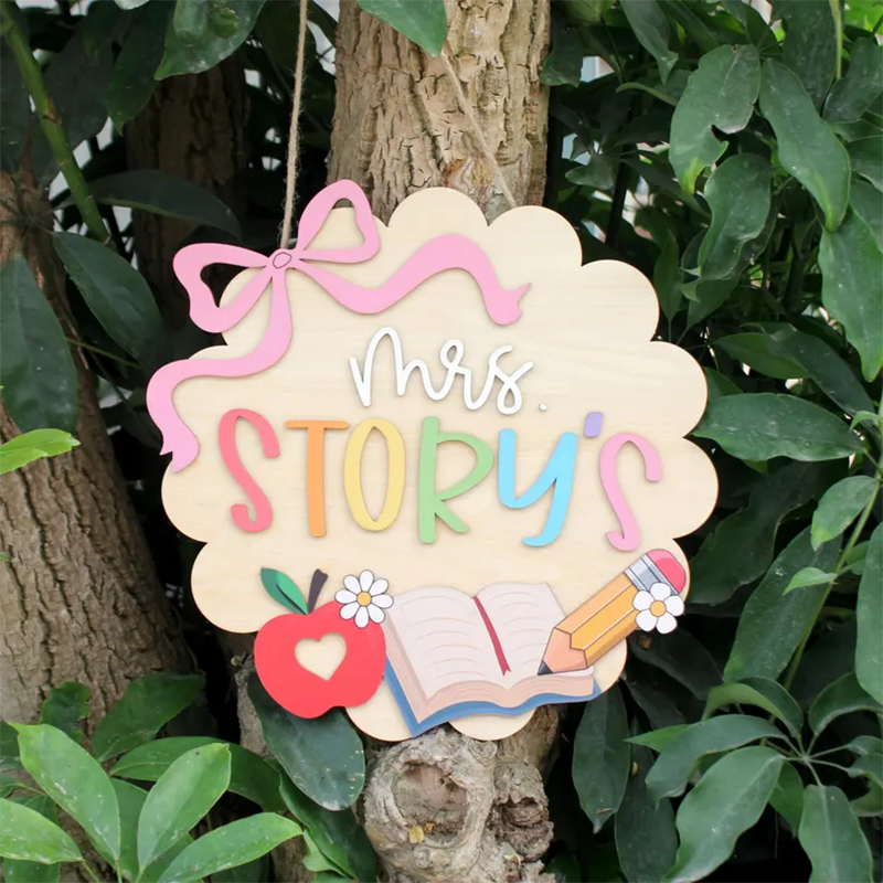 Personalized 3D Teacher Door Hanger, Custom Grade Teacher Name Sign
