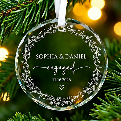 Personalized Engaged Ornament ,Wedding Keepsake Ornament