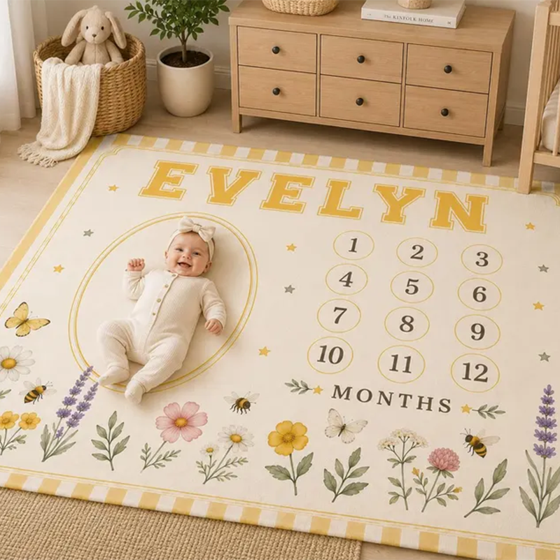 Personalized Wildflower Milestone Blanket