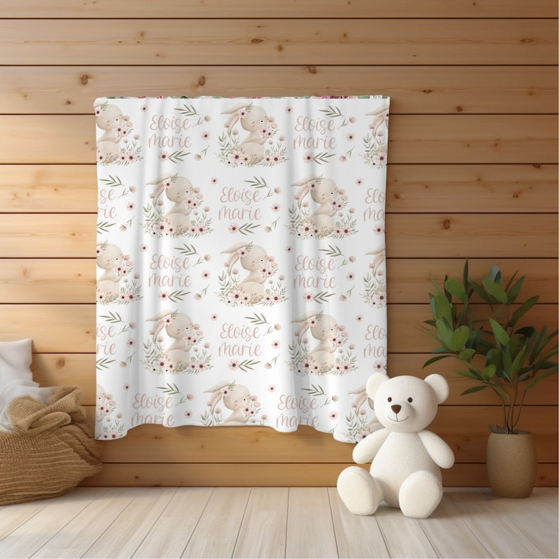 Custom Bunny Baby Blanket, Shower Gift