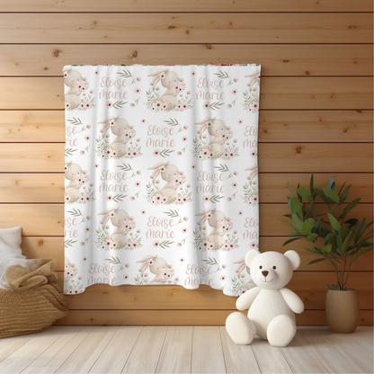 Custom Bunny Baby Blanket, Shower Gift