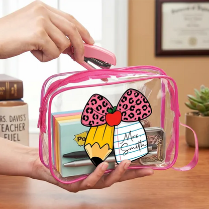 Personalized Teacher Gift Bag Custom Teacher Name Pouch PVC Makeup Bag