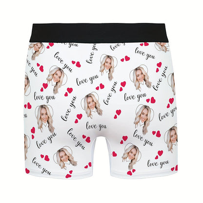 Custom Photo Print Boxer Briefs, High-Elastic Polyester