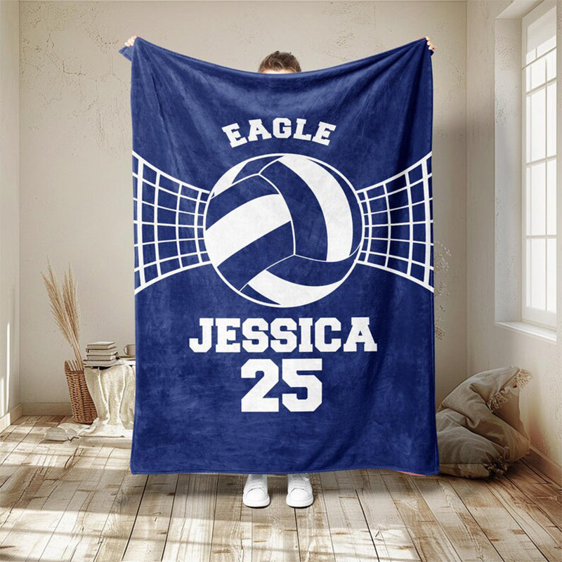 Personalized Volleyball Blanket, Custom Name Number Soft