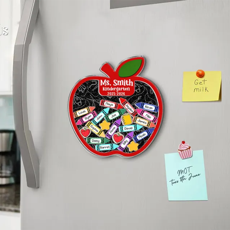 Personalized Teacher Apple Magnet With Students Name, Thank You Teacher Gift