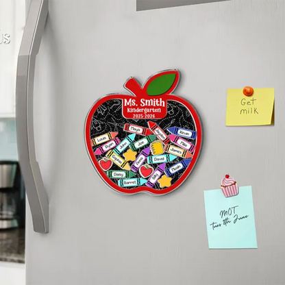 Personalized Teacher Apple Magnet With Students Name, Thank You Teacher Gift
