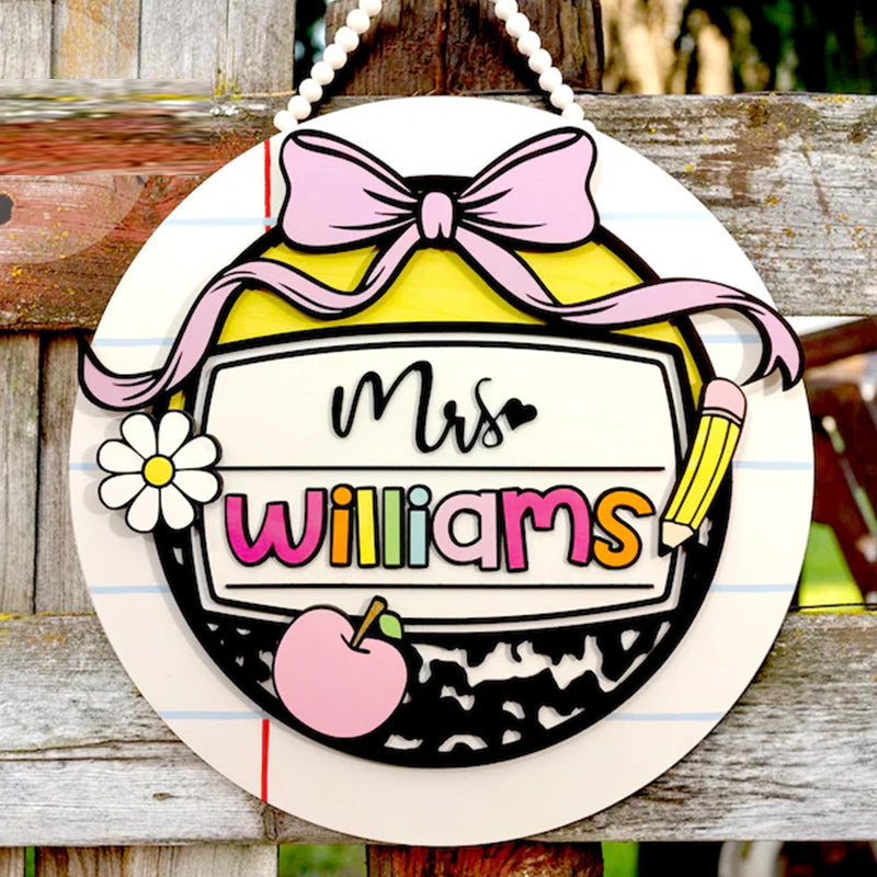 Door Welcome Sign, Teacher Name, Composition Decor
