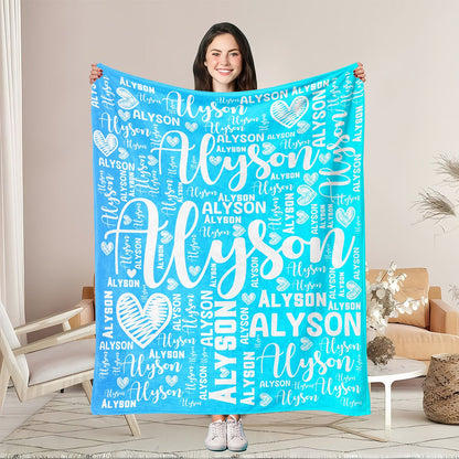 Custom Name Blanket for Boys & Girls - Soft Flannel Personalized Throw