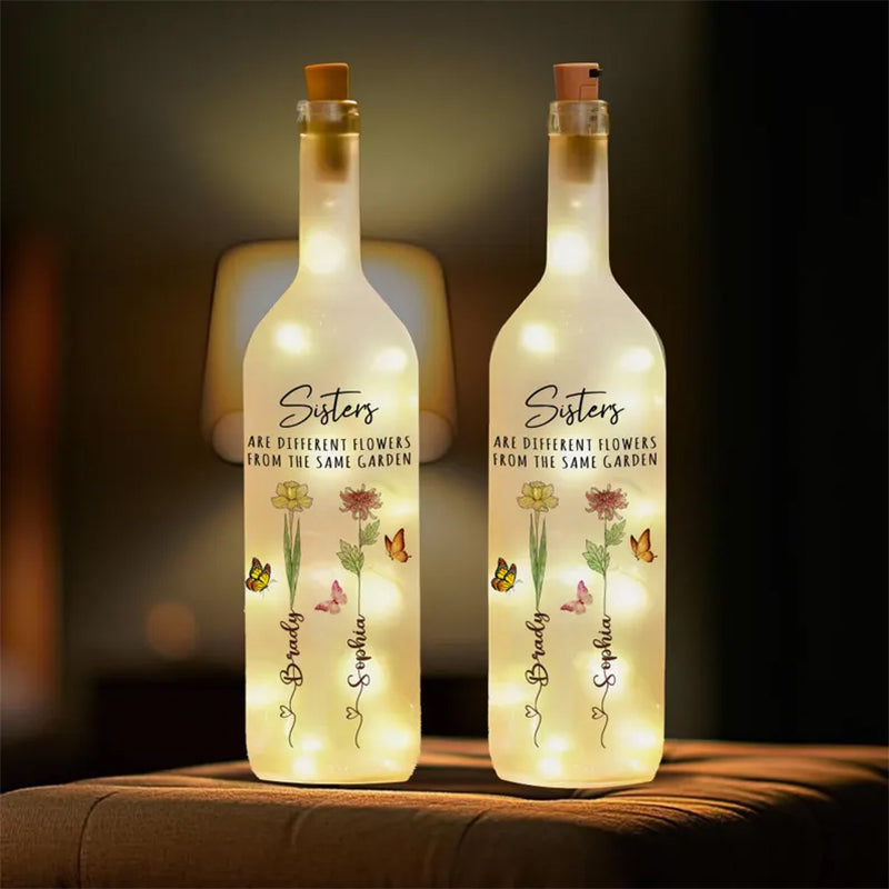 Personalized Sisters Are Different Flowers From The Same Garden Bottle Lamp