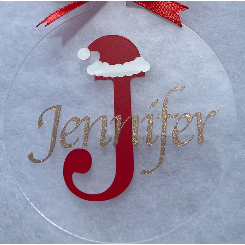 Custom Personalized Clear Acrylic Initial/Name Christmas Ornament
