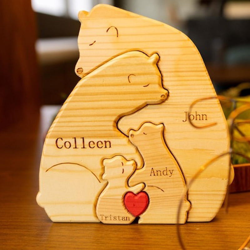 Personalized Wooden Bear Family Puzzle, Baby puzzle