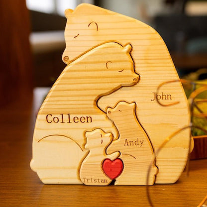 Personalized Wooden Bear Family Puzzle, Baby puzzle