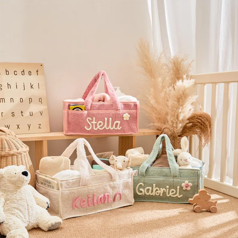 Personalized Knit Diaper Caddy Organizer