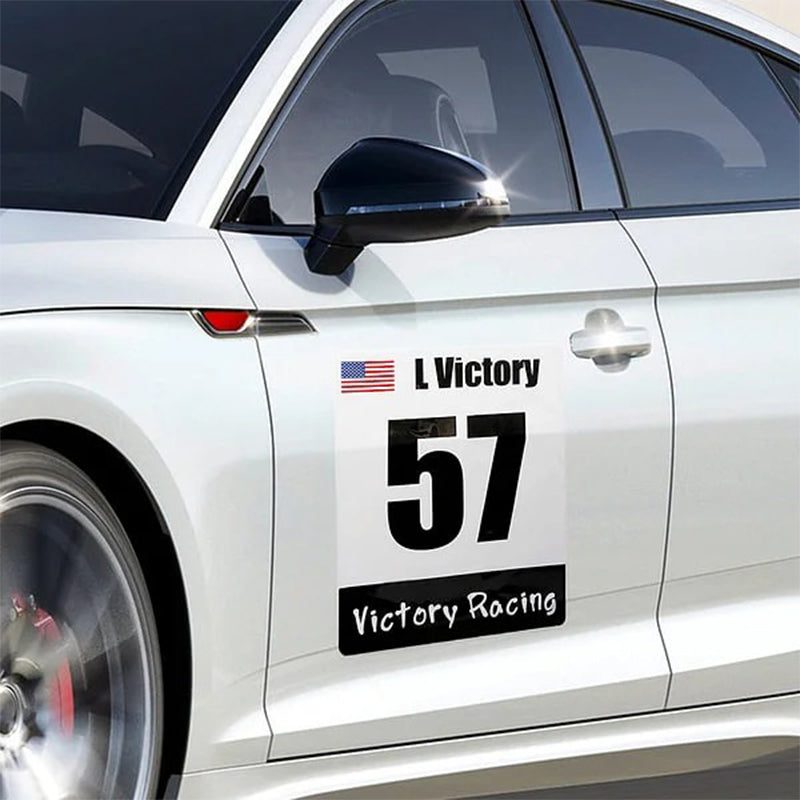 Personalized Reusable National Flag Track Racing Car Magnet Vinyl Sticker