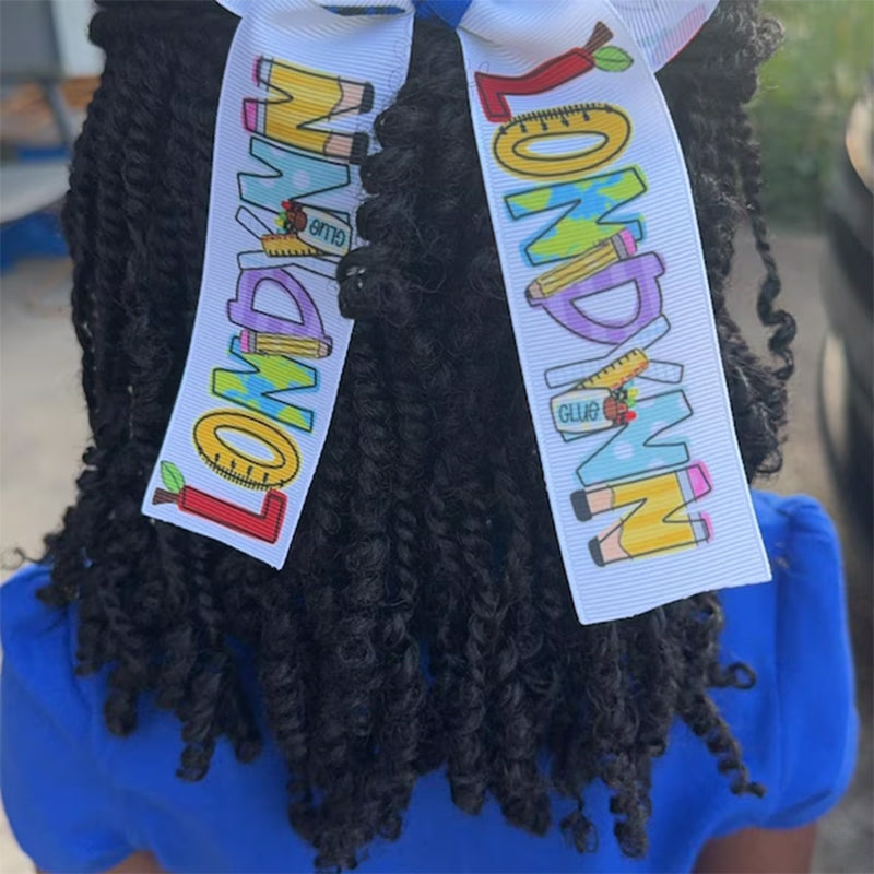 Monogrammed Back to School Hair Bow, First Day of Kindergarten