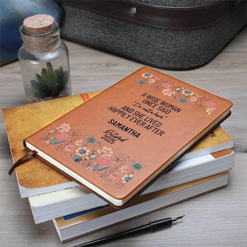 Personalized Retirement Gift for Her Happy Retirement Leather Journal