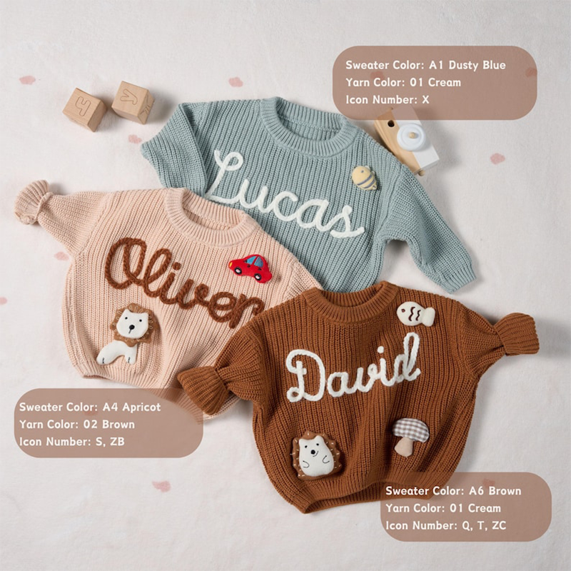 Personalized Sweater - Custom Embroidered Baby Sweater