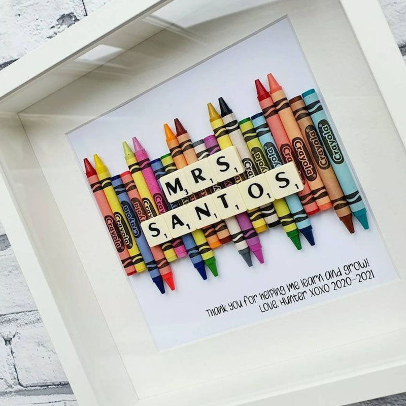 Thank You Teacher Personalised Crayon Gift Frame