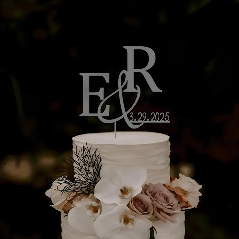 Custom Initial Monogram Wedding Cake Topper