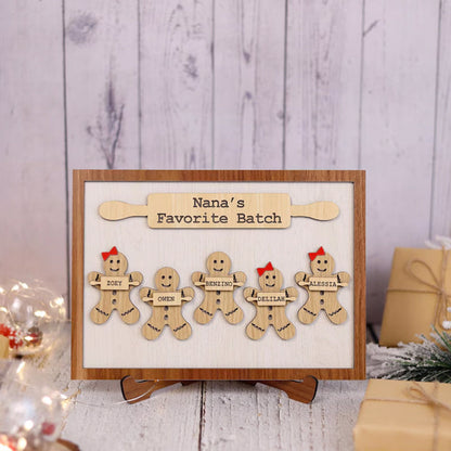 Wooden Gingerbread Family Sign Personalized Grandchildren Sign