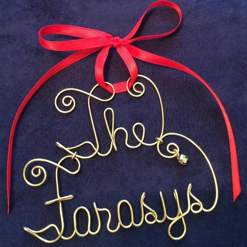 Personalized Family Name ChristmasGreen Ribbon~Jingle Bell~