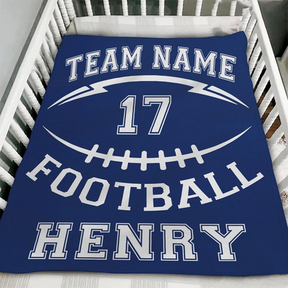 Personalized Football Blanket Custom, Custom Football Blanket with Name