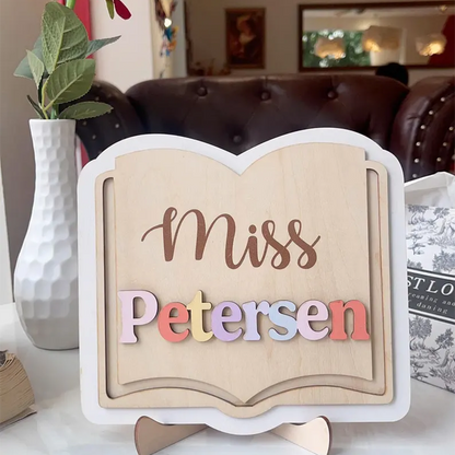 Personalized Teacher Gift, Custom Teacher Name Sign for Desk, 3D Layered