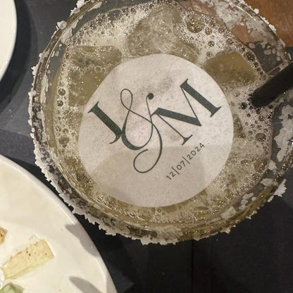 50 Personalized Edible Cupcake Topper and Cocktail Drink Garnish Discs
