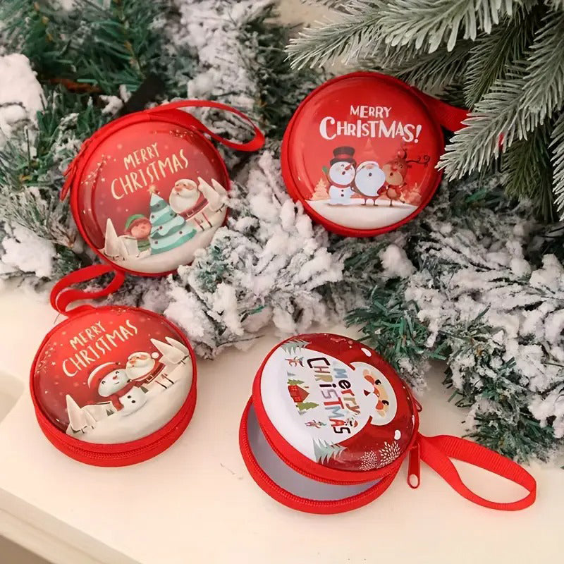 Personalization name Festive Red PVC Christmas Coin Purse