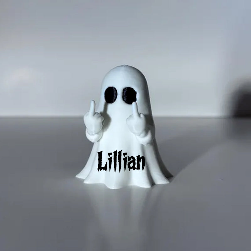 Personalized  Funny Middle Finger Ghost Figurine: Spooky 3D Printed