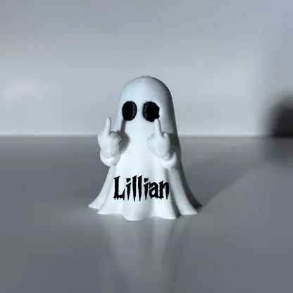Personalized  Funny Middle Finger Ghost Figurine: Spooky 3D Printed