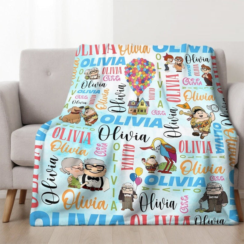 Personalized Watercolor Disney Pixar Up Movie Blanket