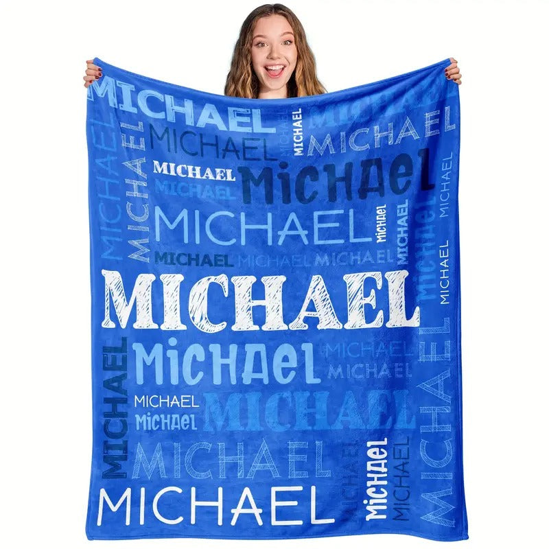 Custom Name Flannel Blanket - Contemporary Style, All-Season