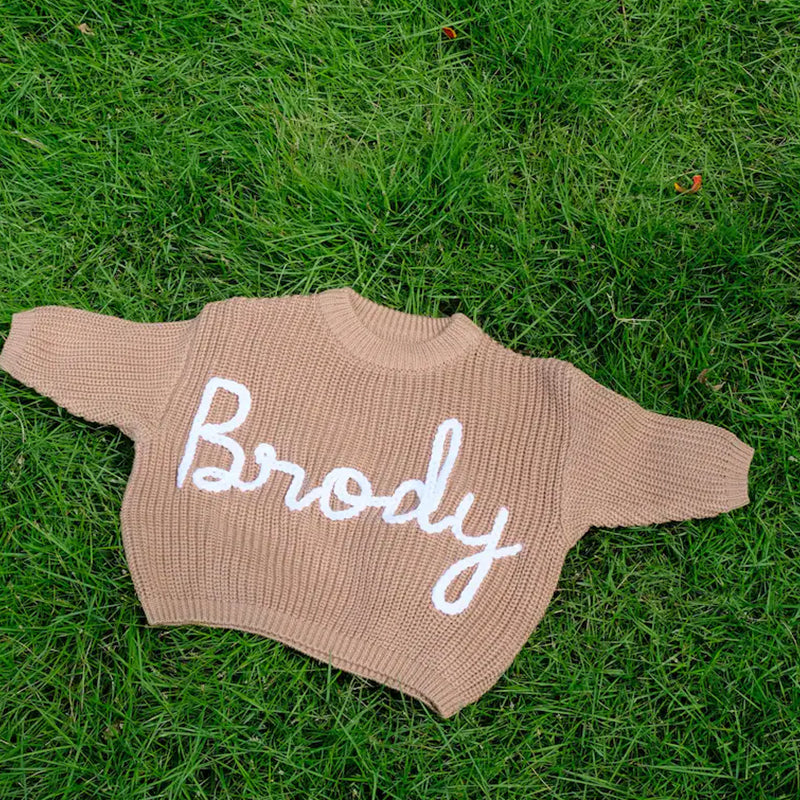 Custom Name Baby Sweaters | Personalized Hand Embroidered Name Baby Sweaters