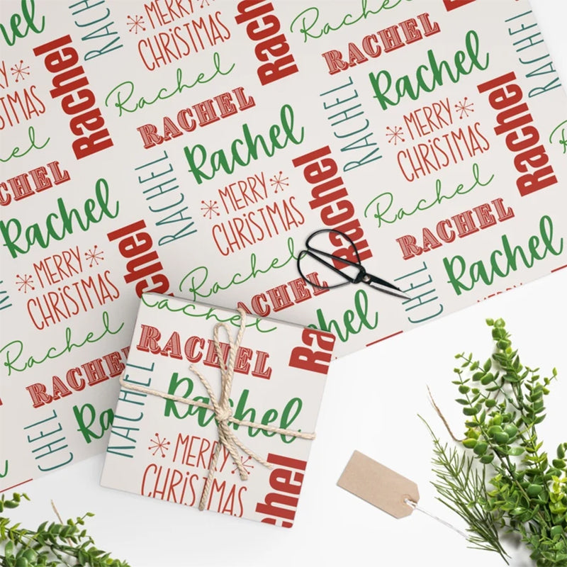 Personalized Name Christmas Wrapping Paper
