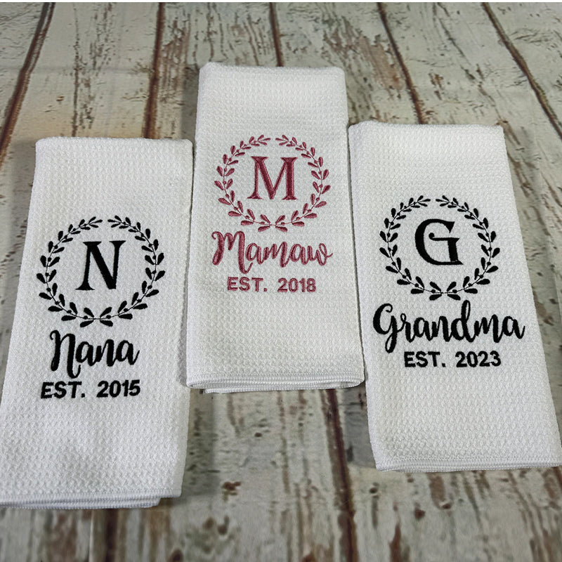 Personalized gift for grandma, Embroidered kitchen towels