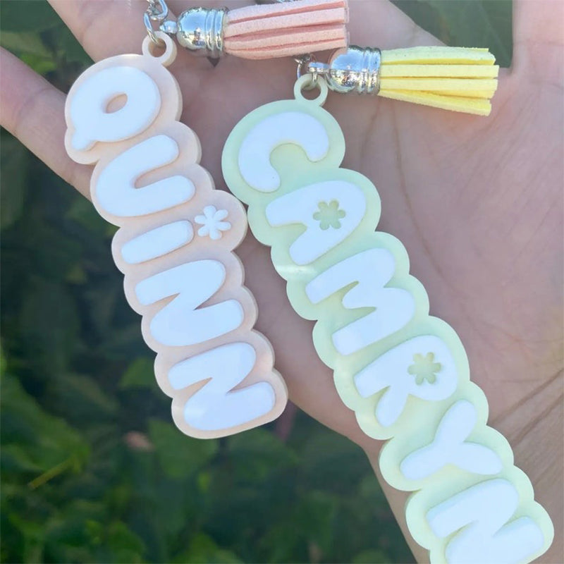 Personalized Keychain, Acrylic Name Tag, Pastel Keychains