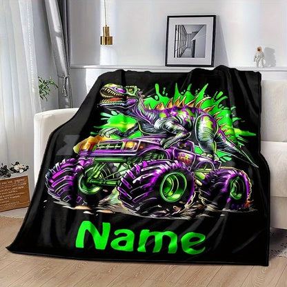 Personalized Monster Truck Flannel Blanket